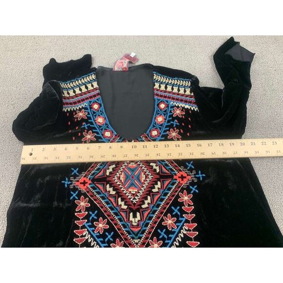 JWLA Johnny WasTunic Top Women S Black Velvet Embroidered Western Boho Festival - Picture 4 of 7